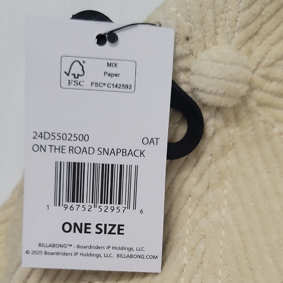 Billabong Beige Corduroy Men's Hat - Picture 6 of 7